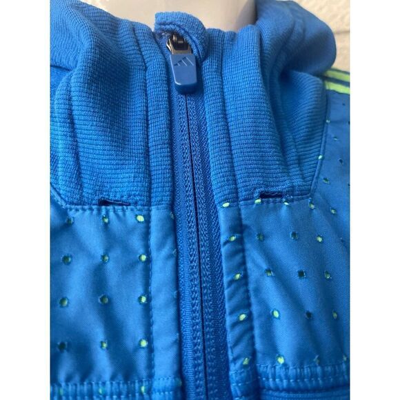 Adidas Women Zip Front Trefoil Striped Mesh Hoodie Size L - Picture 8 of 10